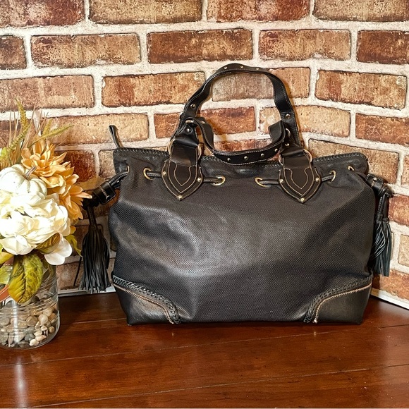 Kate Landry Large Black Soft Pebble Leather Shoulder Bag - Picture 1 of 12